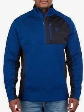 Spyder XL Men's Half Zip Sweater Gait Knit Pullover Jacket Blue and Black